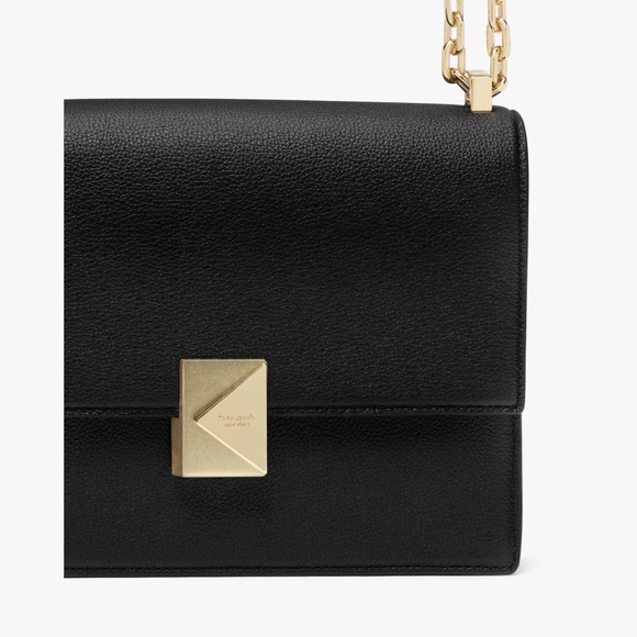 Kate Spade Black Deco Chain Convertible Shoulder Bag Pebble Leather - Picture 8 of 12